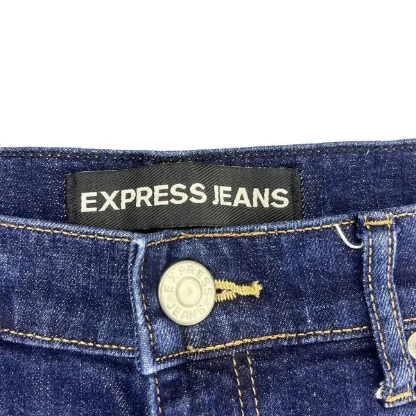 Express Jeans Women's 6 Blue Frayed Hem Low-Rise Denim‎ Mini Skirt - Image 2