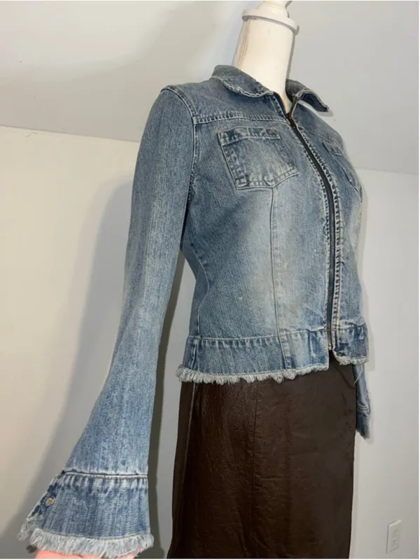 Women's Y2K 2000s Faded Glory Blue Jean Jacket M - Image 7