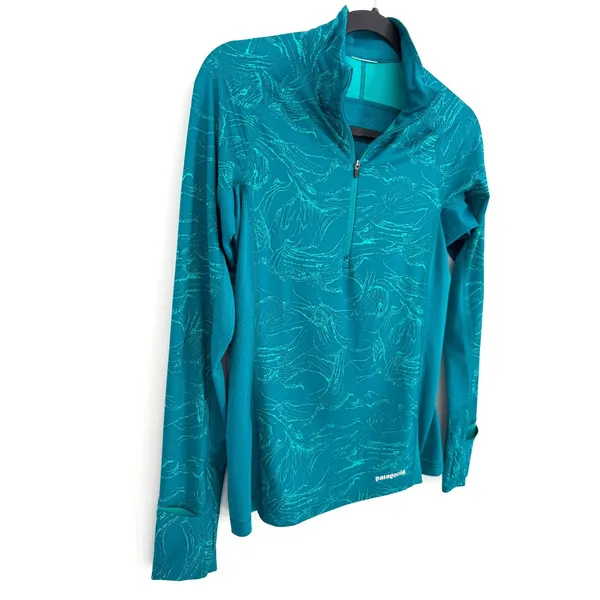 Patagonia Pullover Capilene Midweight XS Teal Blue 1/4 Zip Thumbhole Gorpcore - Image 2