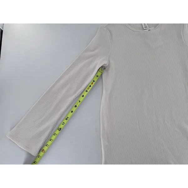 H&M Maternity Mama Long Sleeve Shirt Ribbed Basic Crewneck Minimalist Ivory - Image 7