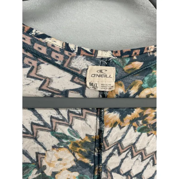 O'Neill Womens Kimono Cardigan Mixed Floral Geometric Print Multicolor M/L - Image 5