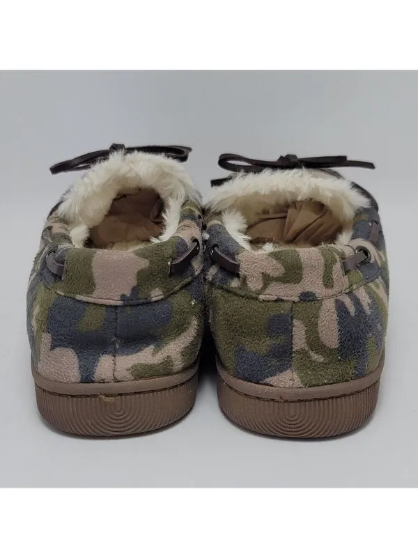 Club Room Faux Fur Lining Camouflage Moccasin Slip On Boat Shoes Size M 8-9 - Image 3