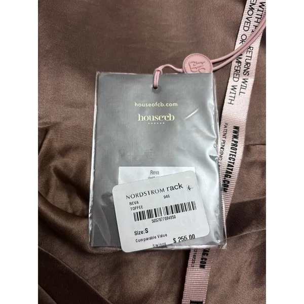 HOUSE OF CB Women Reva Satin Gathered Corset Dress Toffee Size Small $255 NEW - Image 7