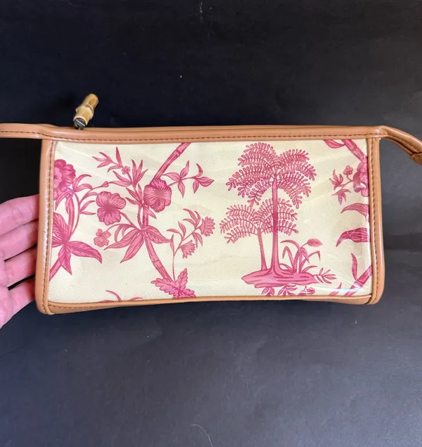 Tommy Bahama Yellow & Pink Tropical Print Cosmetic/Toiletry Bag - Image 9