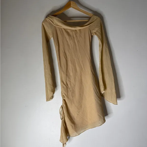 NWT Princess Polly Villar Off The Shoulder‎ Mini Dress Gold Size 2 - Image 9