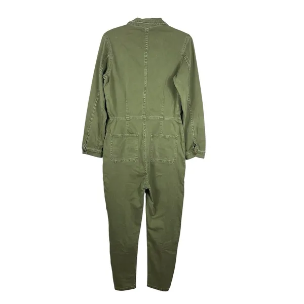 Free People M Army Green Utility Jumpsuit Boiler Suit Coverall Zip Front - Image 2