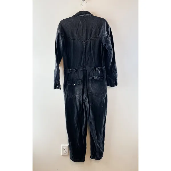 Free People Townes Straight Leg Coverall Jumpsuit Black Denim XS - Image 5