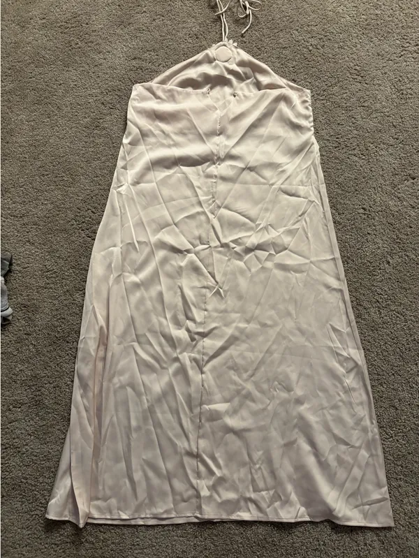 Local Boutique Silk Dress White Size L - Image 2