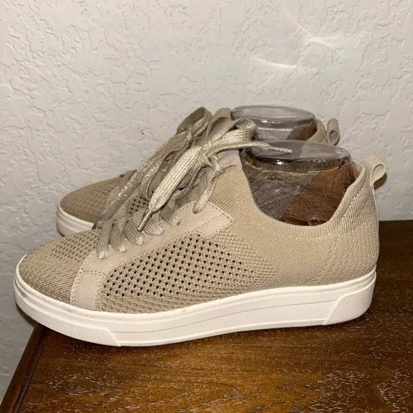 White Mountain Uncut Knit Shimmer Lace Up Platform Sneaker Shoes Size 9 - Image 5