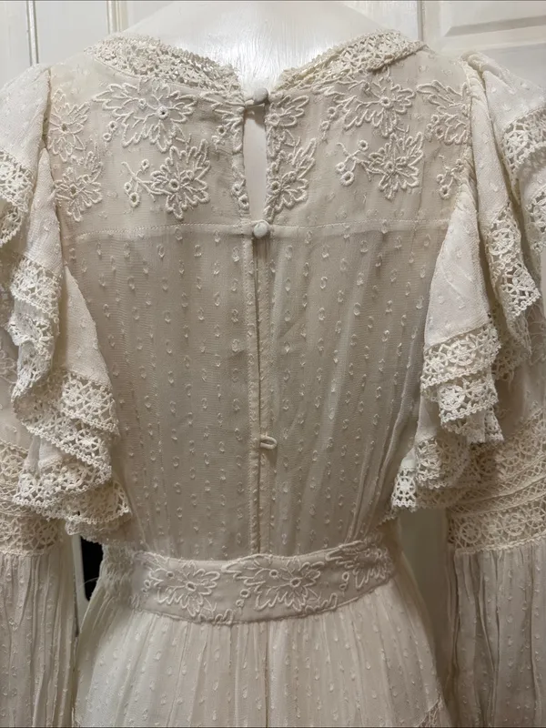 LOVESHACKFANCY Simonna Embroiled Ruffled Silk Mini Dress Size 6 - Image 11