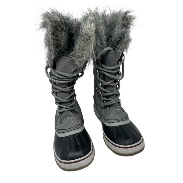 SOREL Joan of Arctic Quarry Grey Snow Boots Women Size 7 Waterproof Faux Fur⁠ - Image 2
