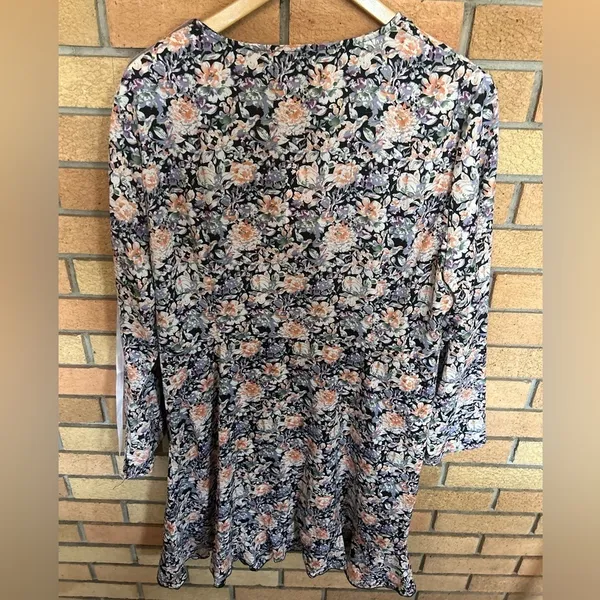 NWT Missguided Plus Floral Wrap Ruffle Tea Dress Black Women’s Size US 16 - Image 4
