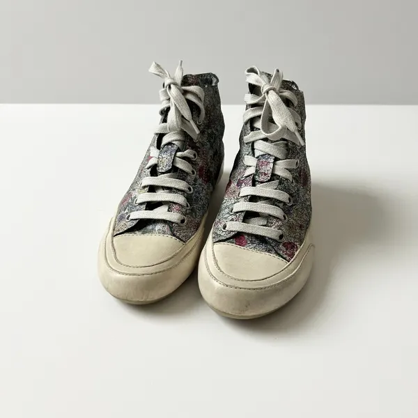 Candice Cooper High Top Leather Floral Printed Sneakers Cream Size 37 EU 6.5 US - Image 3