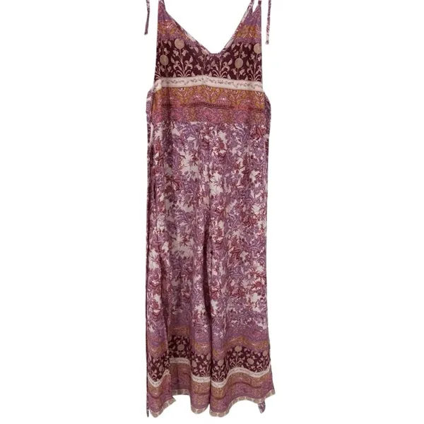 Free People Leona Floral Printed Jumpsuit Lilac Size Medium Boho Beachy Festival - Image 5