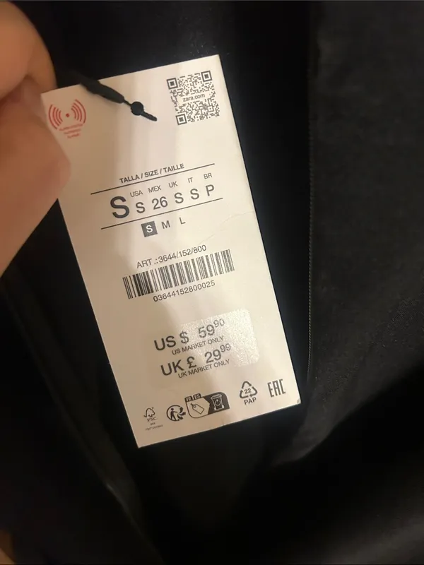 Zara Short Balloon Effect Dress size S BLACK 3644/152/800 - Image 6