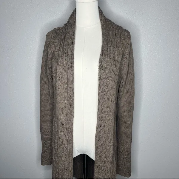 Angel of the North Anthropologie Brown Romi Cable Longline Open Front Cardigan - Image 6