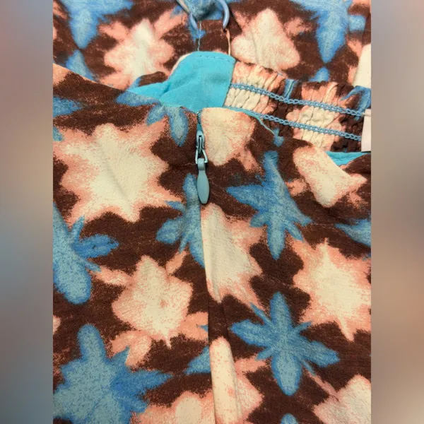 LOFT Geo Print Mini Dress Boho Indie Coastal Summer Size 6 Blue Spaghetti Strap - Image 13