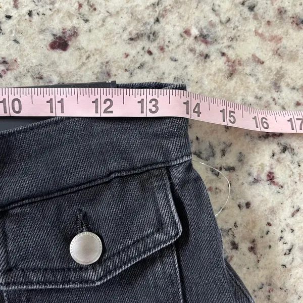 7 For All Mankind Lotta Jeans Womens 26 Black Wide Leg Patch Pocket Seamed Denim - Image 11