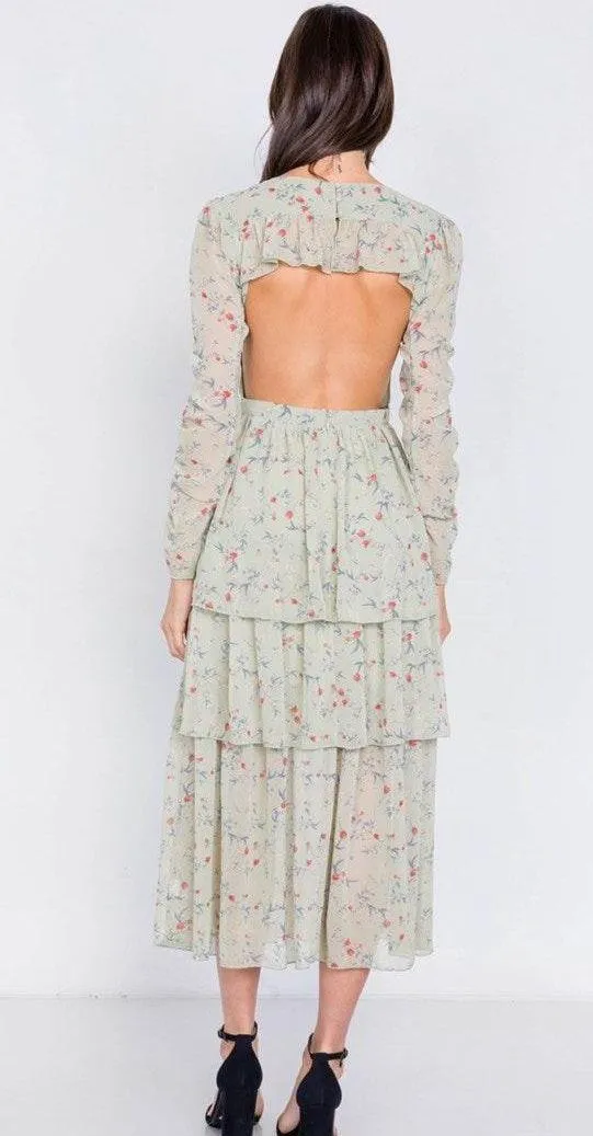 Everly Mint Floral Maxi Dress - Image 3