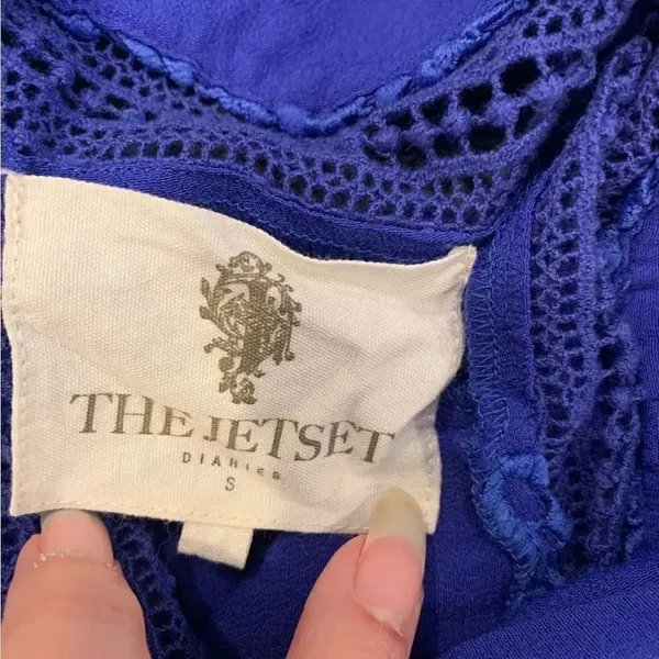 The Jetset Diaries Iris Blue Jumpsuit Size 6 Crochet Embellishments - Image 4