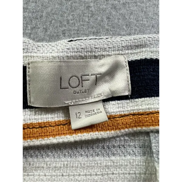 Loft Womens 12 (32/22)‎ Pencil Skirt Striped Blue Pink Textured Twill Split Hems - Image 4