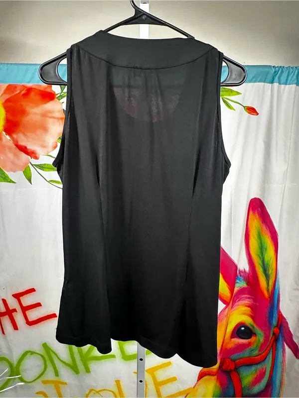 X235. Essentials by Milano- Black Beaded Neckline Sleeveless Top - Image 4