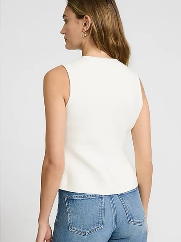 Express Ivory Sleeveless Button-Front Peplum Tank - Image 2