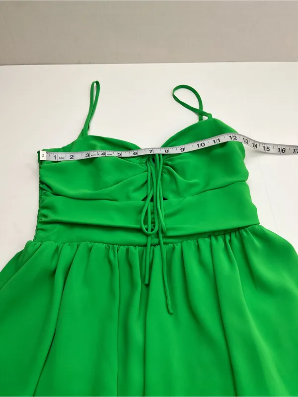 Amanda Uprichard Kelly Green Tiered Mini Dress Cutout‎ Front Summer Womens XS - Image 7