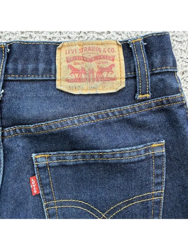 Levis 511 Women Slim Dark Wash Jeans 27x27 Low Rise Cropped Slim Fit Denim Pants - Image 5