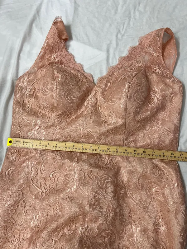 NWT Hebeos Blush Pink Lace V-Neck Prom Dress Gown - Image 11