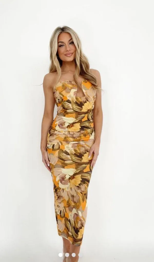 Shoplane201 Strapless Floral Dress - Image 2