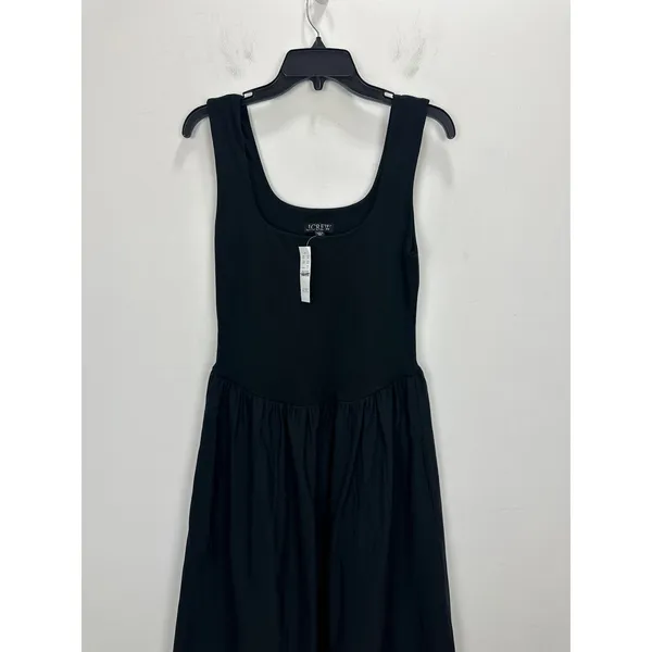 J.Crew Drop Waist Mixy Dress Midi Cotton A Line Minimalist Black Small NWT - Image 6