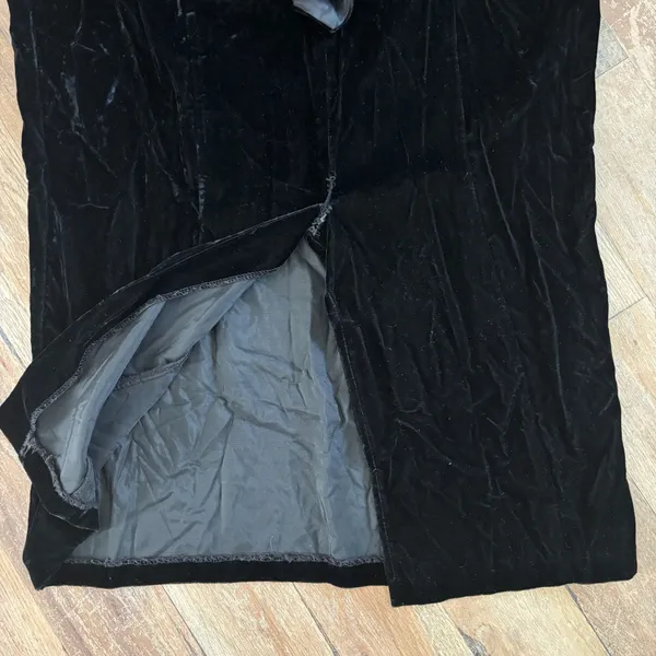 Vintage Scott Mcintosh Black Velvet Rhinestone Bow Midi Skirt - Image 6