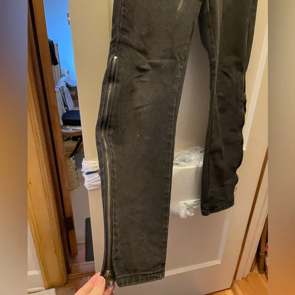 Black zipper flare jeans Blue Size M - Image 4