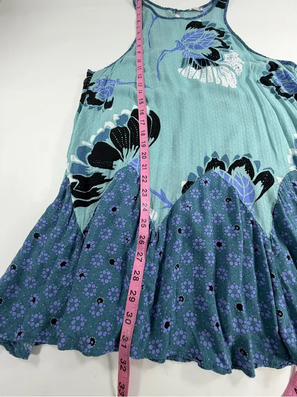 Free People Intimately Floral Mini Slip Dress Boho‎ Racerback Blue Womens XS - Image 5