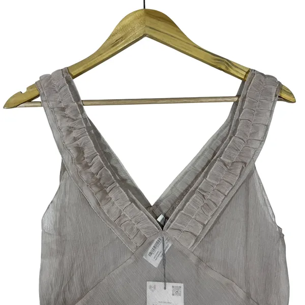 NWT Zara Ruffled Pleated Crossover Tank Top Cream Romantic Ethereal Size M - Image 2