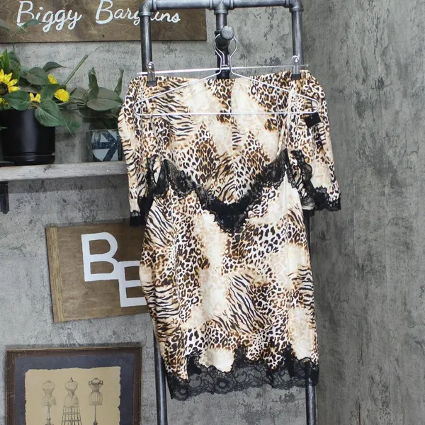 NWT INC International Concepts Shortie Pajama Set 2-Piece Mixed Animal Brown 2XL - Image 2