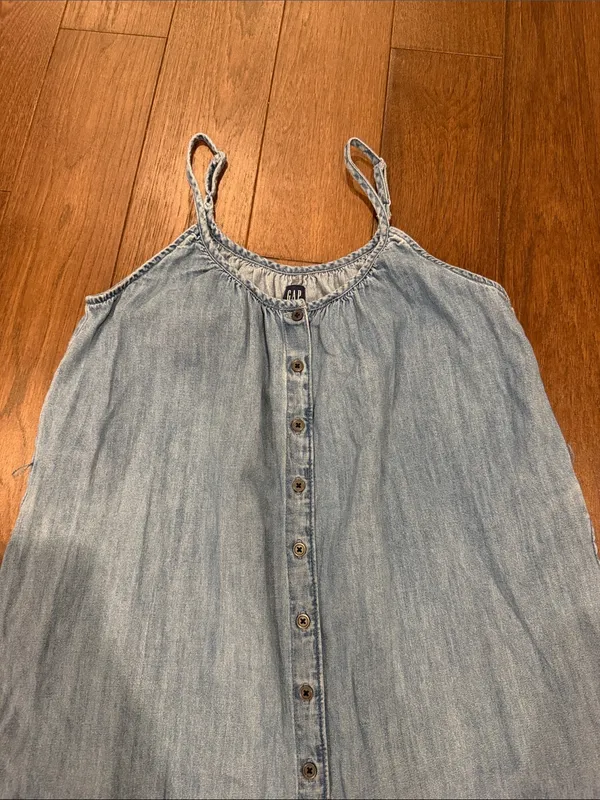 GAP Chambray Blue Denim Maxi Button-Front Dress Size Small - C11-734 - Image 4