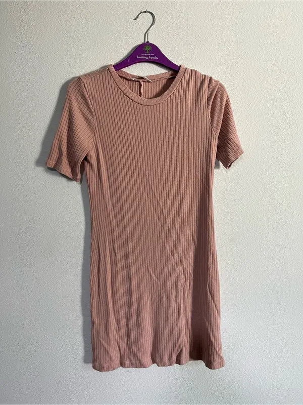 Reformation Ribbed Short-Sleeve Mini Dress in Dusty Rose Body Con Mini comfort Stretchy Size - Image 6