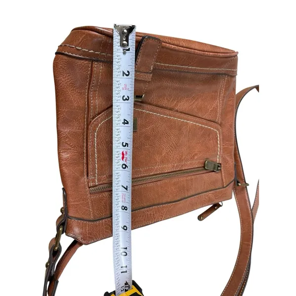 b.ø.c Born Concept Cognac Brown Faux Leather Crossbody Bag Messenger Purse - Image 13