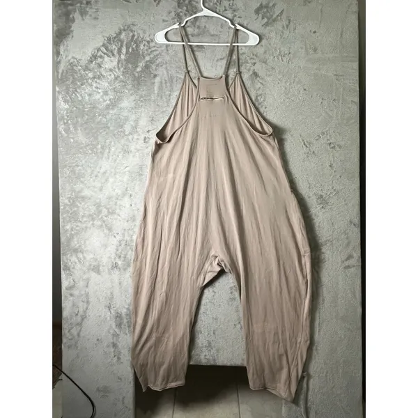 Free People FP Movement Mocha Brown Harem Jumpsuit Romper Drop Crotch Size L - Image 3