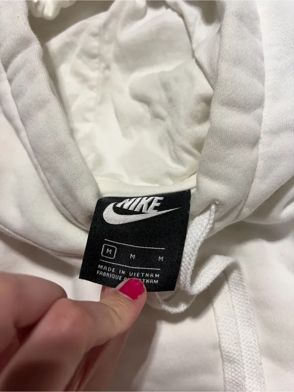 Nike White Hoodie with Black Swoosh Logo medium - Image 7