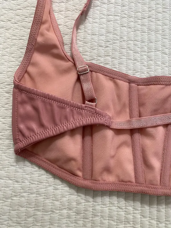 light pink corset tank top cropped - Image 8