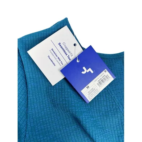 JoyLab Turquoise Blue Marl Long‎ Sleeve Cropped Fit Seamless Tee Top Size Medium - Image 5