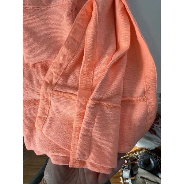 Aerie Waffle Knit Crewneck Sweatshirt Peach Coral Slit Oversized‎ Cozy Basic XS - Image 10