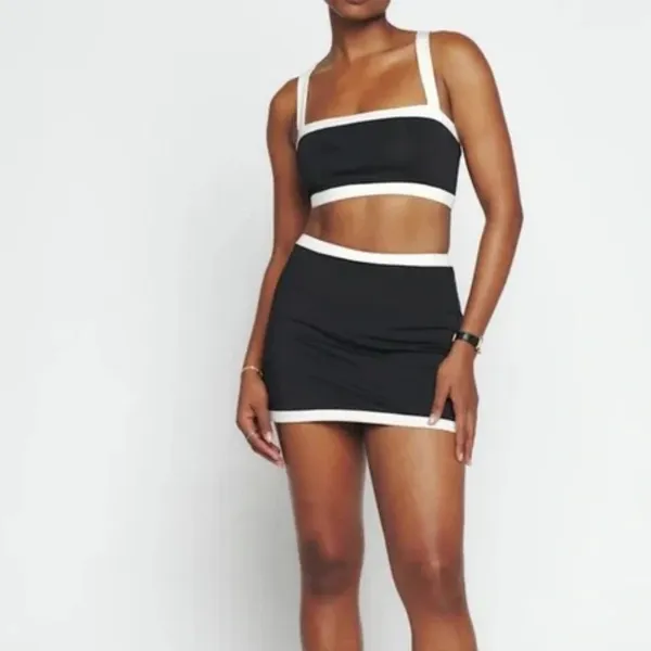 Reformation | Adelina Ecomove Athletic Two-Piece Set in Black & White size Small - Image 4