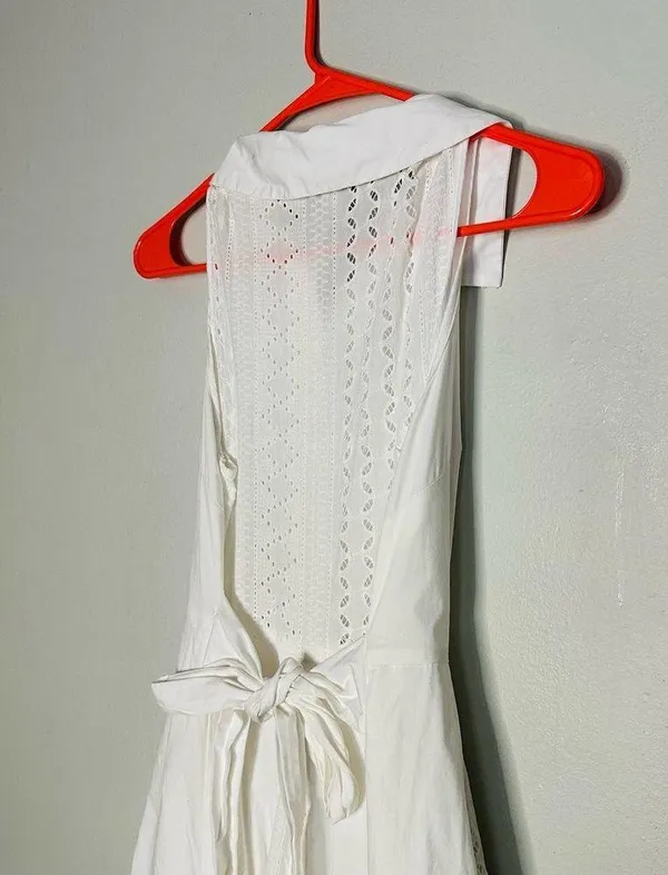 Marissa Webb White Cotton Poplin Sleeveless Button Front Collared Dress Size 6 - Image 10