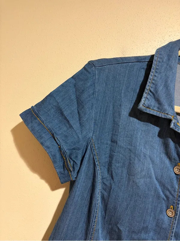 Cabi Piece of Cake Blue Chambray Denim Button Front Mini Dress Size Small 6580 - Image 10