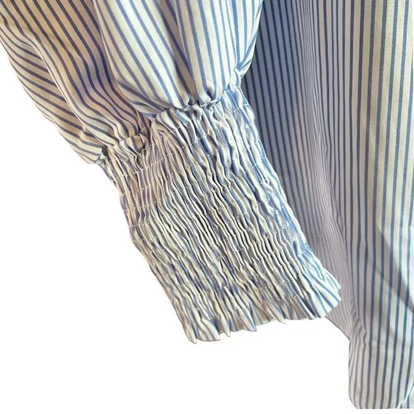 NEW Adora Oversized M Striped Shirt Lantern Sleeves‎ Blue White - Image 6