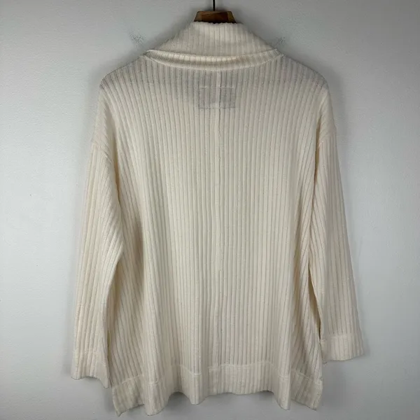 Anthropologie Vanna Cowl Neck Ribbed Sweater‎ Ivory Long Sleeves Women’s Sz M - Image 4